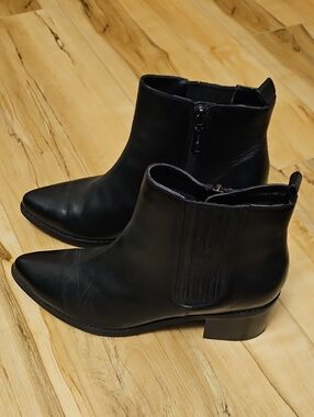 Blondo Black Pointed Ankle Booties with Low Block Heel